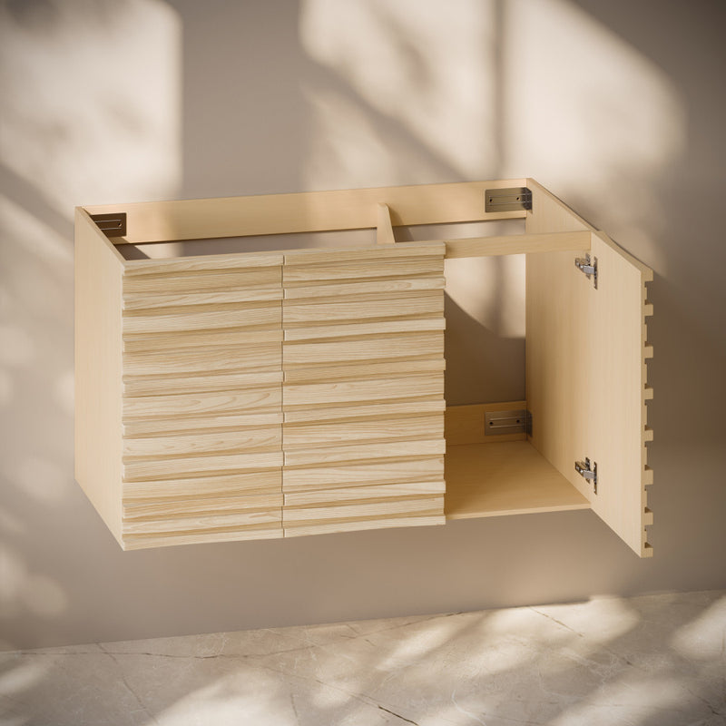 Cascade 36" Wall-Mounted Bathroom Vanity Cabinet without Top in Natural Oak