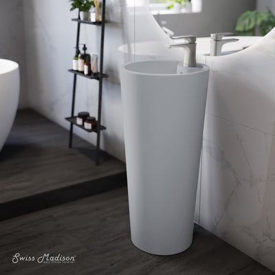 Monaco Circular Basin Pedestal Sink Matte Gray