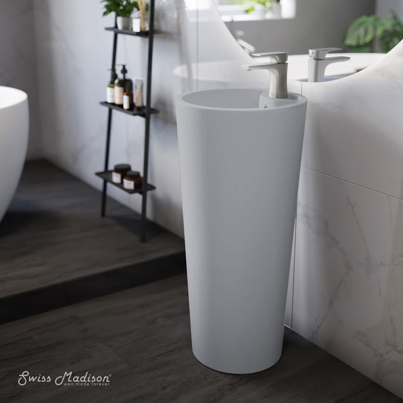 Monaco Circular Basin Pedestal Sink Matte Gray