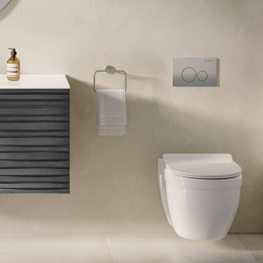 Ivy Wall-Hung Toilet Bundle 0.8/1.6 GPF Dual Flush in Glossy White with Flush Plate