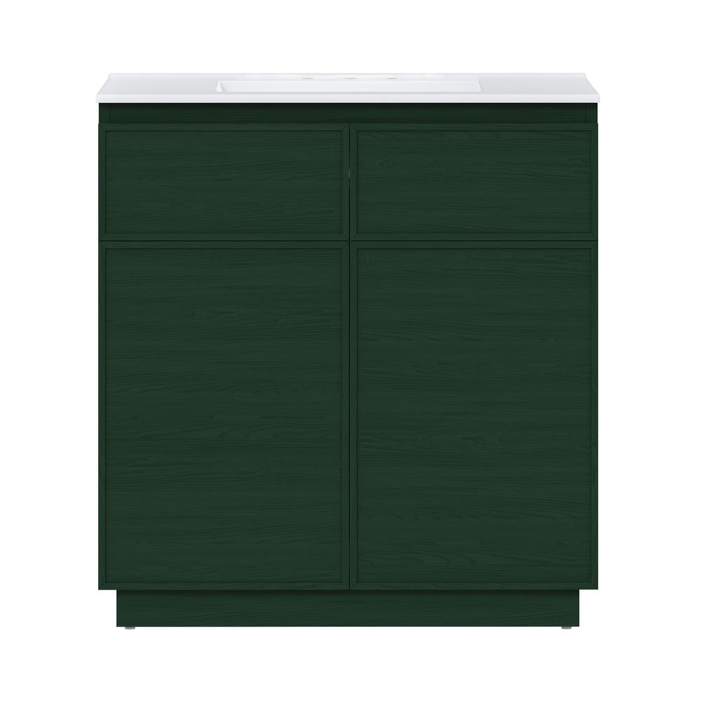 St. Tropez 36" Freestanding Bathroom Vanity in Green Oak with 3-Hole Widespread Sink Top