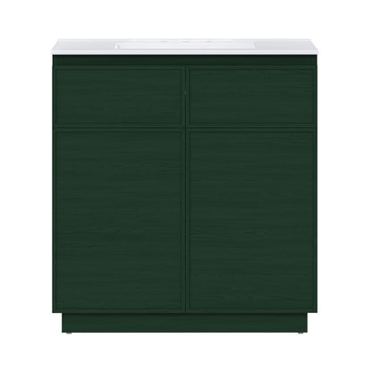 St. Tropez 36" Freestanding Bathroom Vanity in Green Oak with 3-Hole Widespread Sink Top