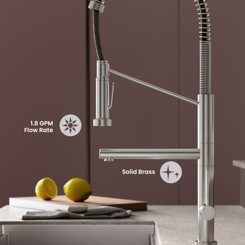 Nouvet Single Handle, Pull-Down Kitchen Faucet with Pot Filler in Brushed Nickel