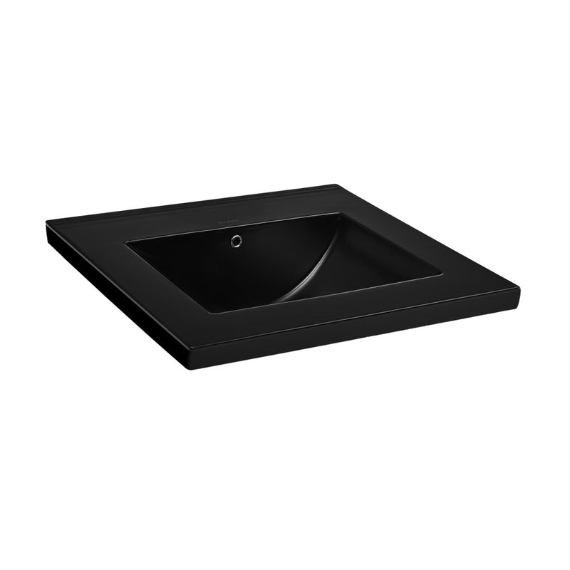 18" Zero Hole Vanity Sink Top in Glossy Black