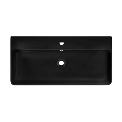 Carre 36 Ceramic Console Sink Matte Black Basin Black Legs