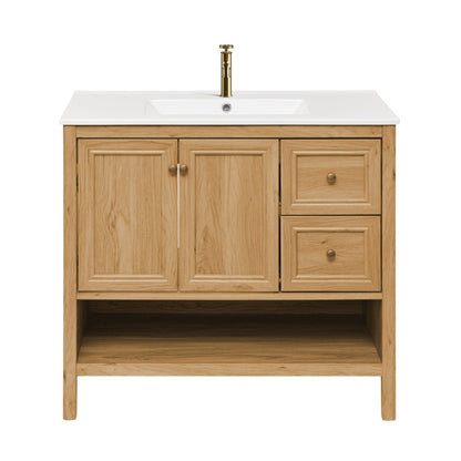 Chateau 36" Freestanding Bathroom Vanity in Golden Oak with Sink Top