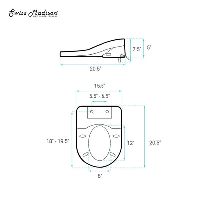 St. Tropez One-Piece Elongated Toilet Vortex Dual-Flush 1.1/1.6 gpf with Smart Seat Bidet