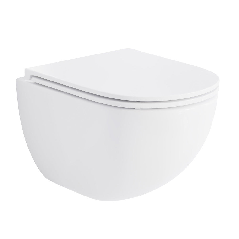 St. Tropez Wall-Hung Toilet Bundle 0.8/1.6 GPF Dual Flush in Glossy White with Flush Plate