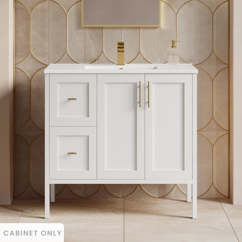 Forme 36" Modular Freestanding Bathroom Vanity Cabinet without Top in White