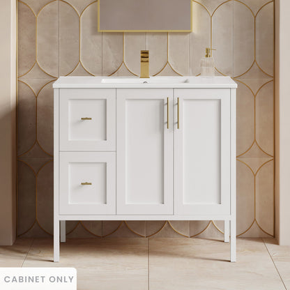 Forme 36" Modular Freestanding Bathroom Vanity Cabinet without Top in White