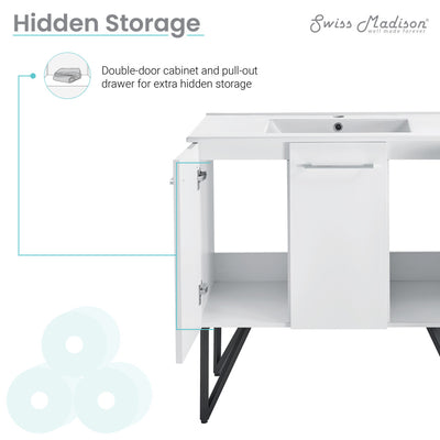 Annecy 36" Freestanding Bathroom Vanity in White with Sink Top