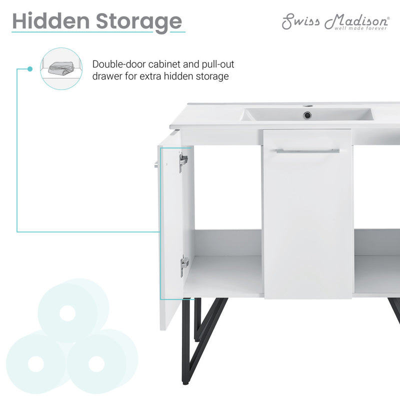 Annecy 36" Freestanding Bathroom Vanity in White with Sink Top