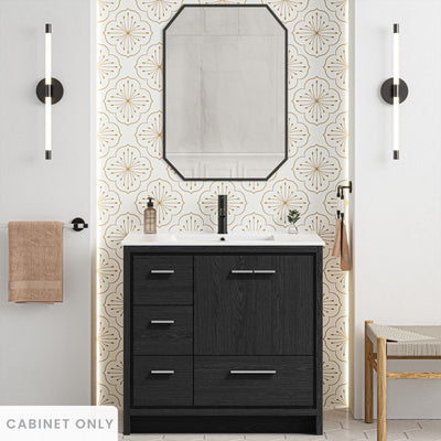 Virage 36" Freestanding Bathroom Vanity in Black Oak without Sink Top