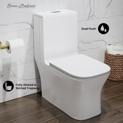 Concorde One Piece Square Toilet Dual Flush 1.1/1.6 gpf in Matte White