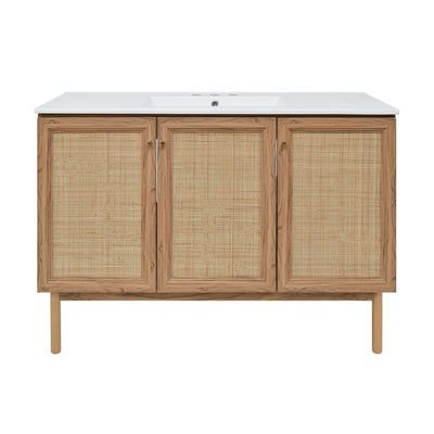 Classe 48" Freestanding Bathroom Vanity in Golden Oak with 3-Hole Widespread Sink Top