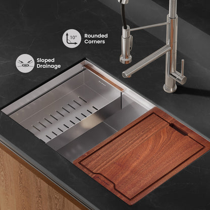 Rivage 30 x 19 Single Basin Undermount Kitchen Workstation Sink