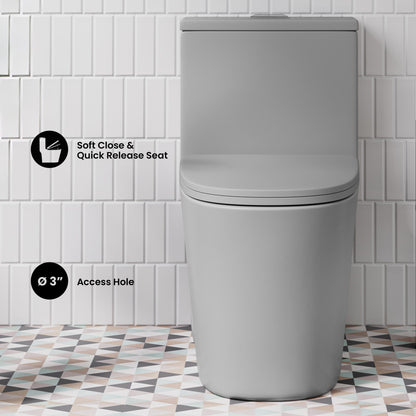 Dreux One Piece Elongated Dual Flush Toilet in Matte Gray 0.95/1.26 GPF