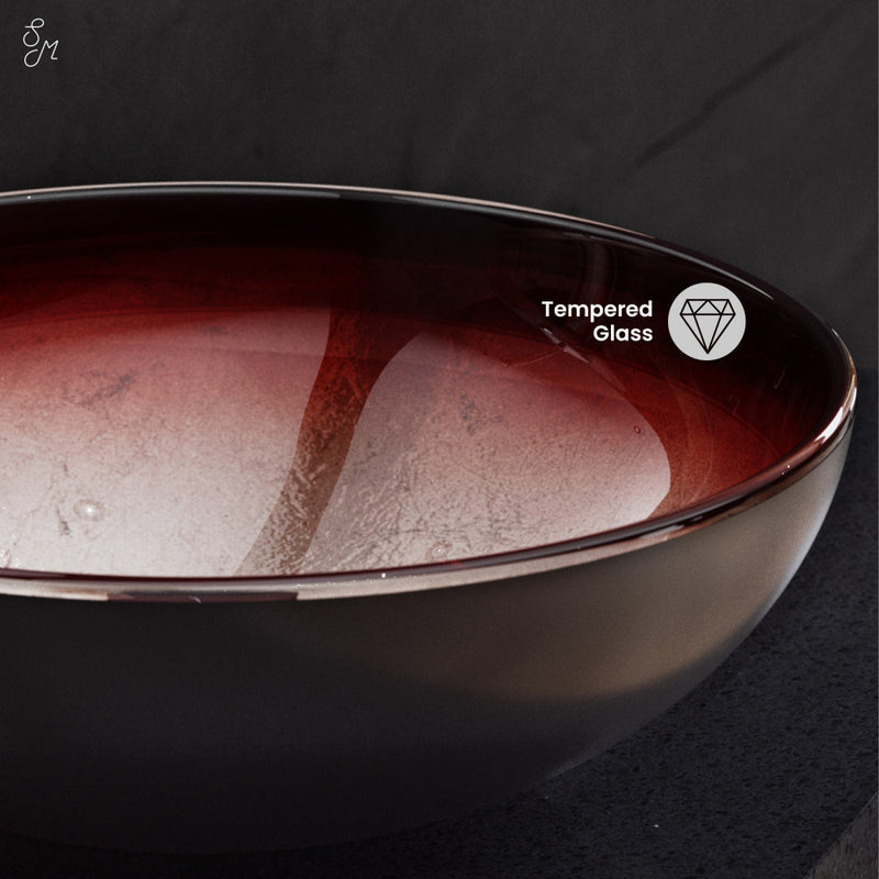 Cascade 16.5 Glass Vessel Sink with Faucet, Ember Red