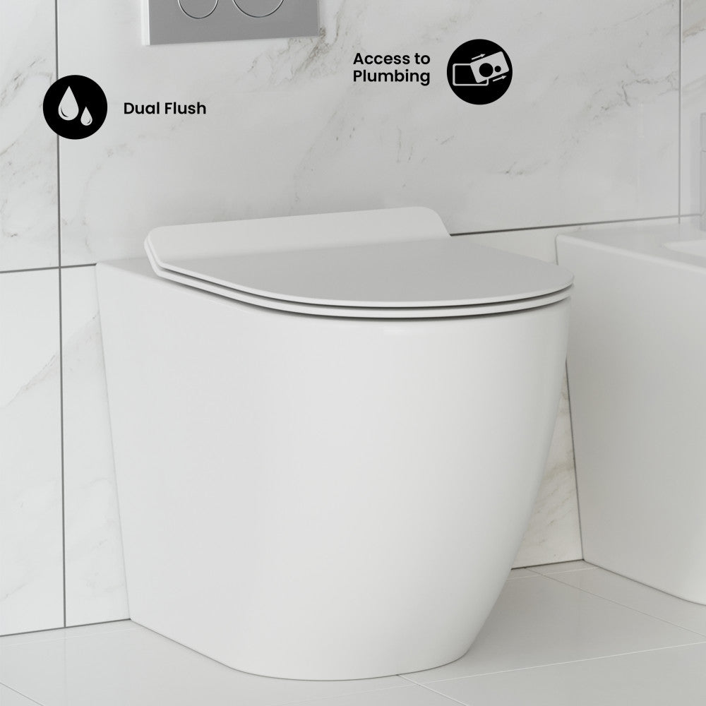 St. Tropez Back to Wall Concealed Tank Toilet Bowl, Black Hardware