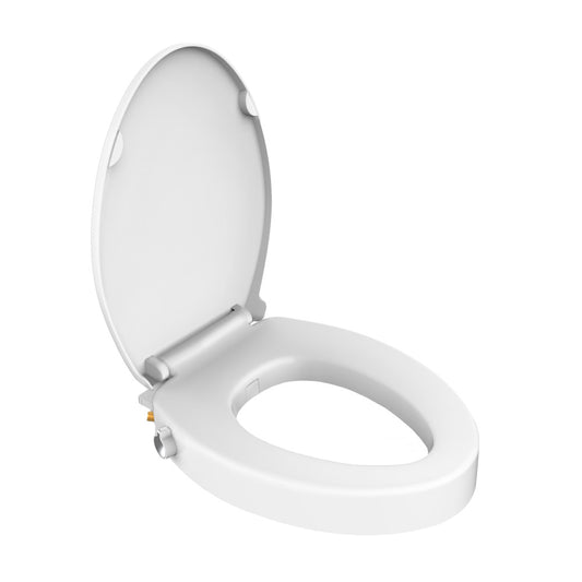 Ryse 3 in. Raised Elongated Soft Close ADA Compliant Toilet Seat with Bidet in Glossy White