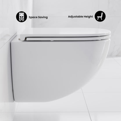 St. Tropez Wall-Hung Toilet Bundle 0.8/1.6 GPF Dual Flush in Glossy White with Flush Plate