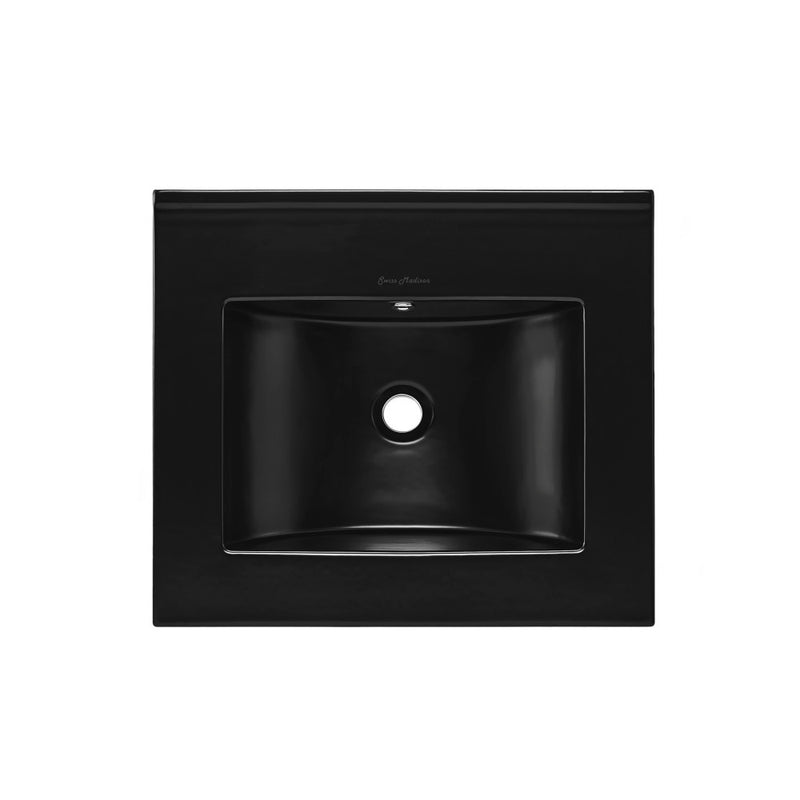 18" Zero Hole Vanity Sink Top in Glossy Black