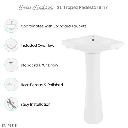 St.Tropez Corner Two-Piece Pedestal Sink