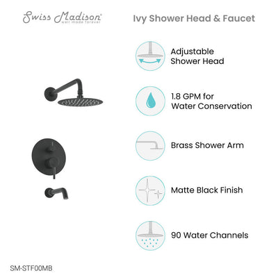 Ivy Single-Handle 1-Spray Tub and Shower Faucet in Matte Black (Valve Included)