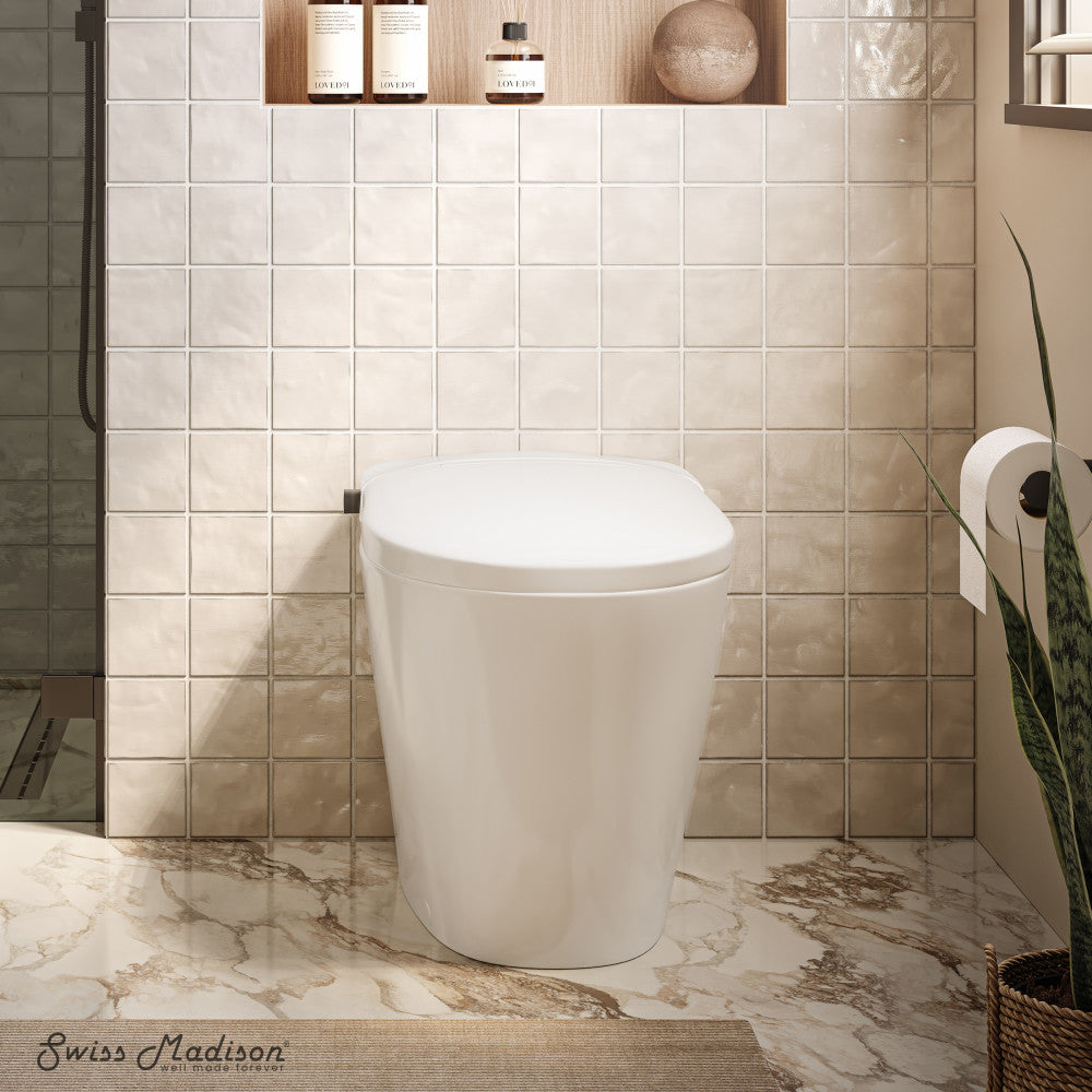Hugo U Power Flush Tankless Toilet 10" Rough-in 1 GPF Non-Electric ADA Toilet with Integrated Tank and Manual Bidet in Glossy White