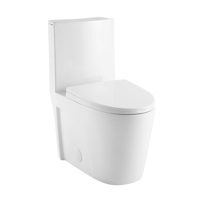 St. Tropez One-Piece 10" Rough-in 1.28 GPF Right-Hand Vortex Flush Elongated Toilet in Glossy White
