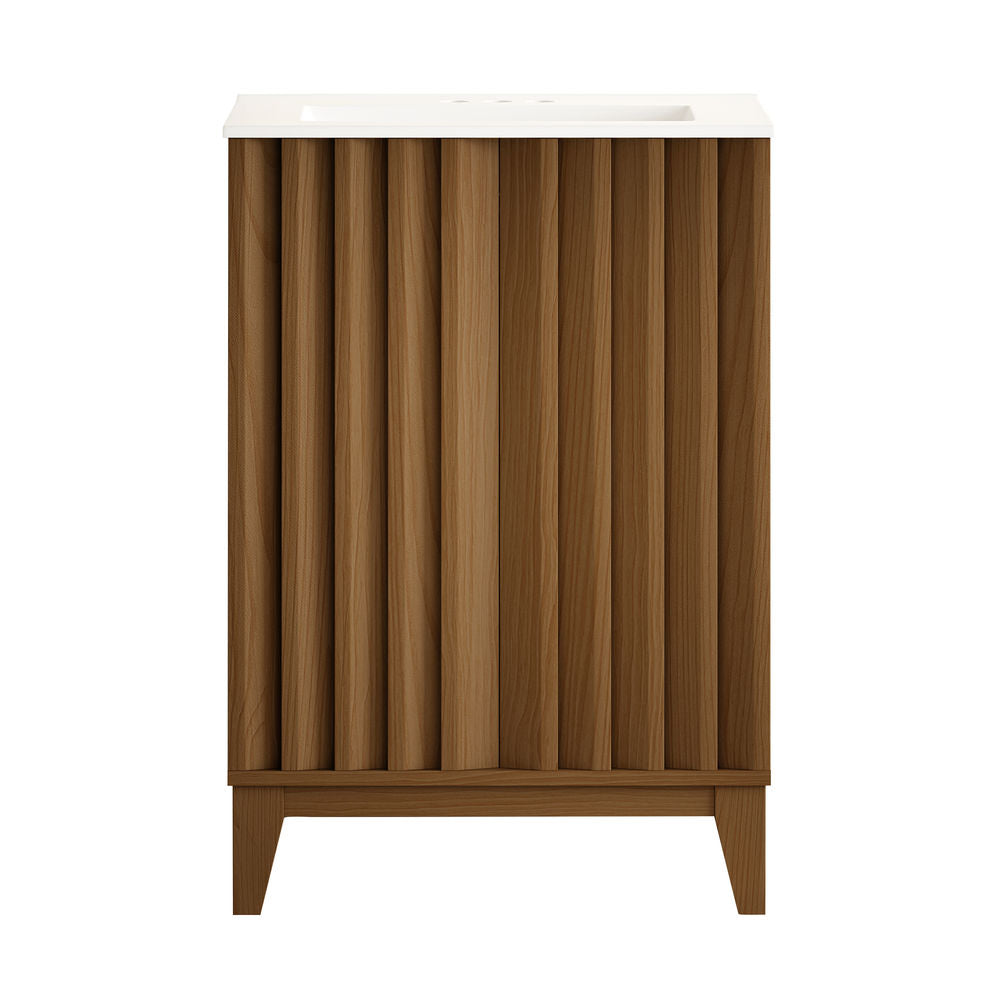 Troyes 24" Freestanding Bathroom Vanity in Brown Oak with 3-Hole Centerset Sink Top