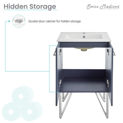Annecy 24" Freestanding Bathroom Vanity in Purple with Sink Top