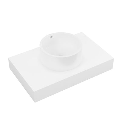 Monaco 36" Floating Bathroom Shelf with Vessel Sink in Glossy White