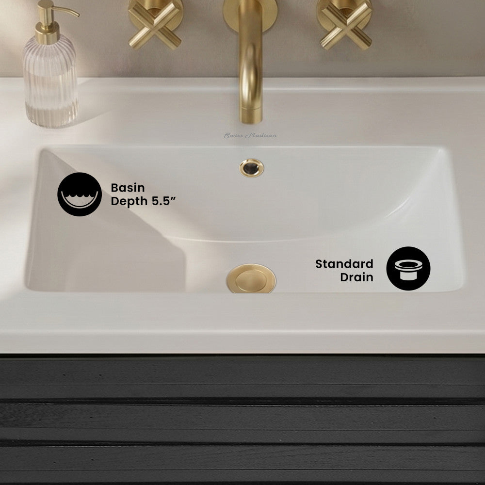18" Zero Hole Vanity Sink Top in Glossy White