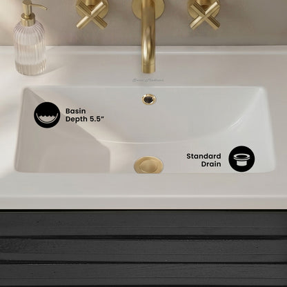 18" Zero Hole Vanity Sink Top in Glossy White