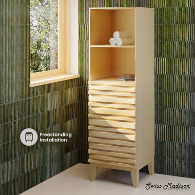 Cascade 17 x 17 x 60 Freestanding Linen Cabinet in Natural Oak