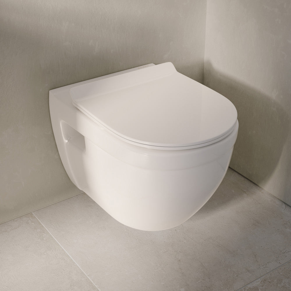 Ivy Wall-Hung Toilet Bundle 0.8/1.6 GPF Dual Flush in Glossy White with Brass Flush Plate
