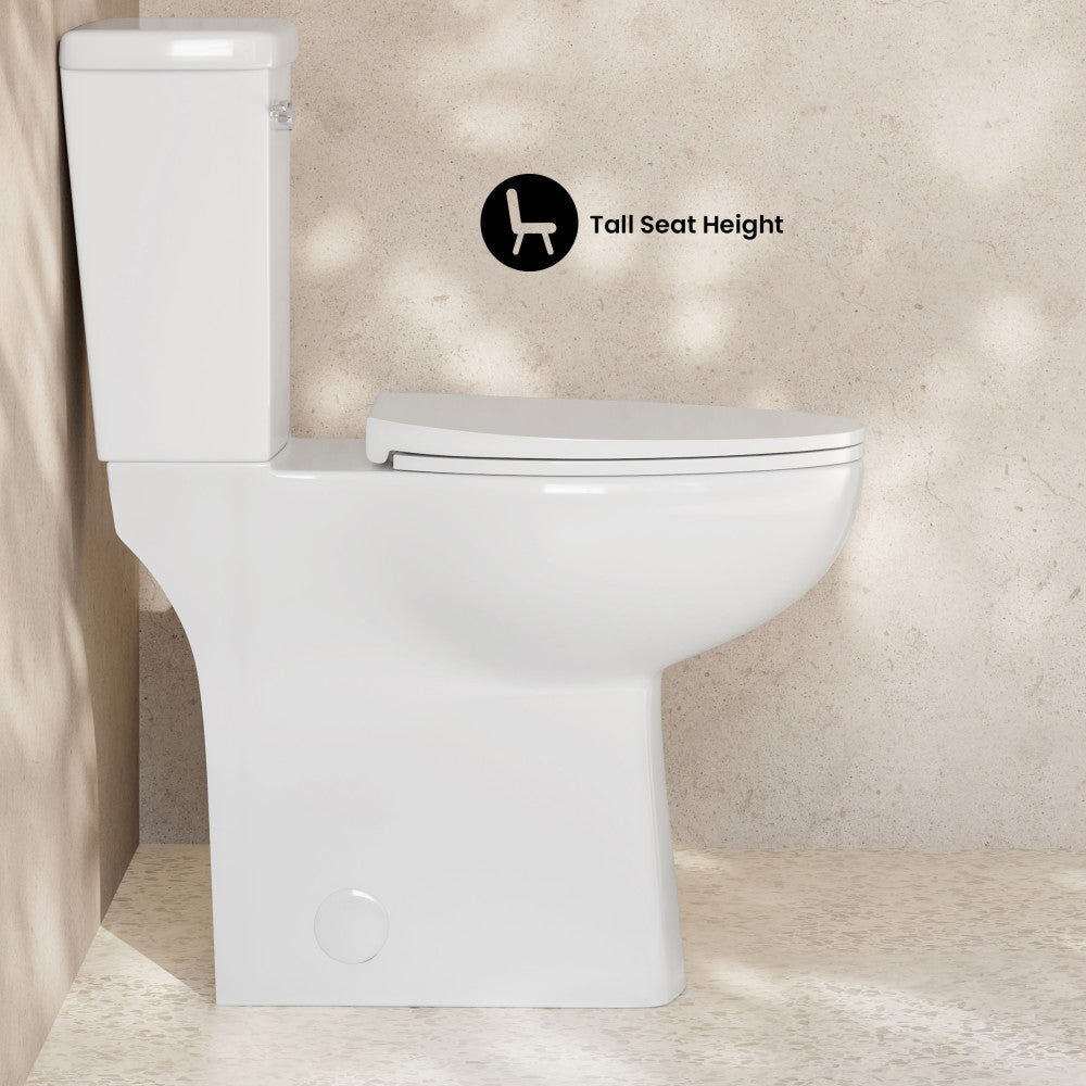 Classe Extra Tall Two-Piece 12" Rough-in 1.28 GPF Elongated Toilet – 21" Bowl Height – Glossy White