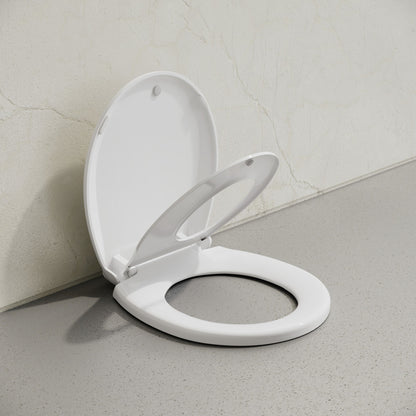 Round Toilet Seat with Toddler Seat Built In, Family Toilet Seat in Glossy White