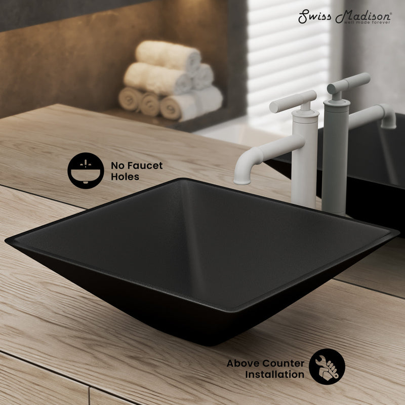 Claire 15.5" Glass Vessel Sink, Black