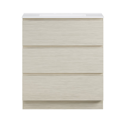 Liberte 30" Freestanding Bathroom Vanity in White Oak with 3-Hole Widespread Sink Top