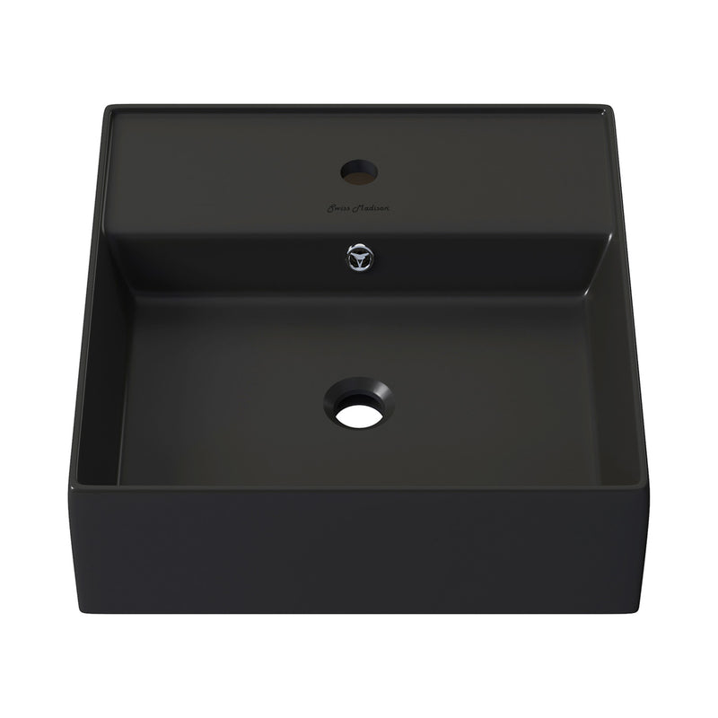 Claire 15" Ceramic Wall Mount Sink in Matte Black