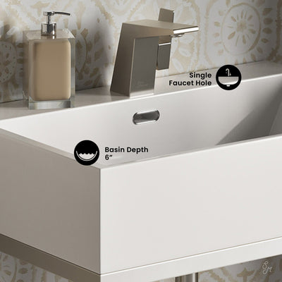 Concorde 24" Rectangle Console Sink with Matte Silver Legs