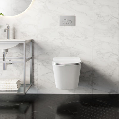 Calice Wall-Hung Toilet Bundle 0.8/1.6 GPF Dual Flush in Glossy White with Flush Plate