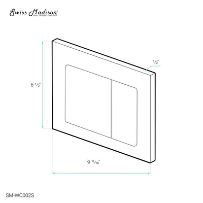 Wall Mount Dual Flush Actuator plate with Square Push Buttons in Polished Chrome