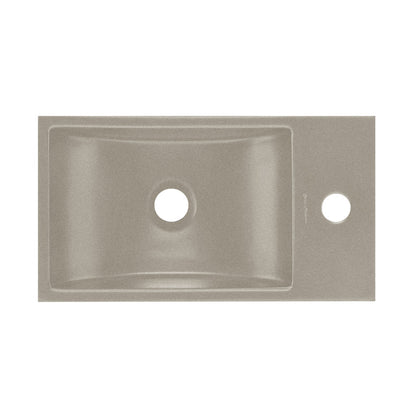 Lisse 16" Concrete Rectangle Wall-Mounted Sink with Right Side Faucet Mount in Matte Taupe
