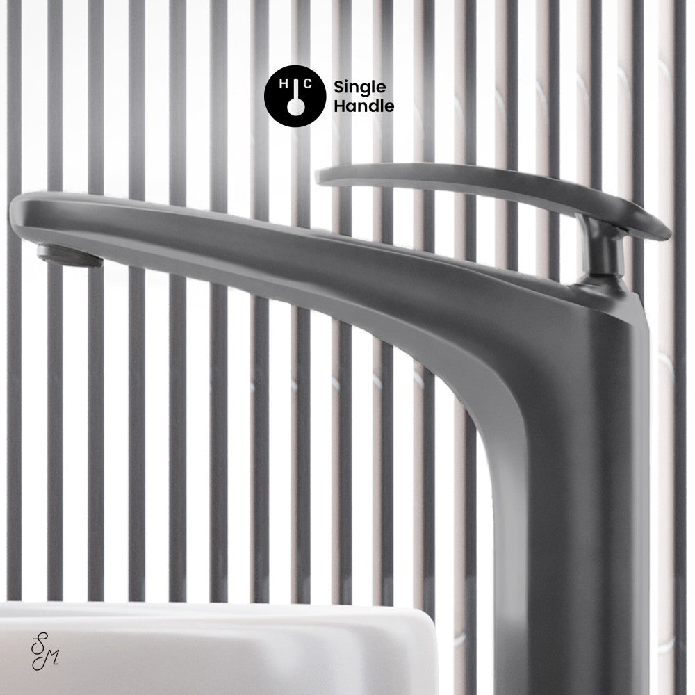 Sublime Single Hole, Single-Handle, High Arc Bathroom Faucet in Gunmetal Gray