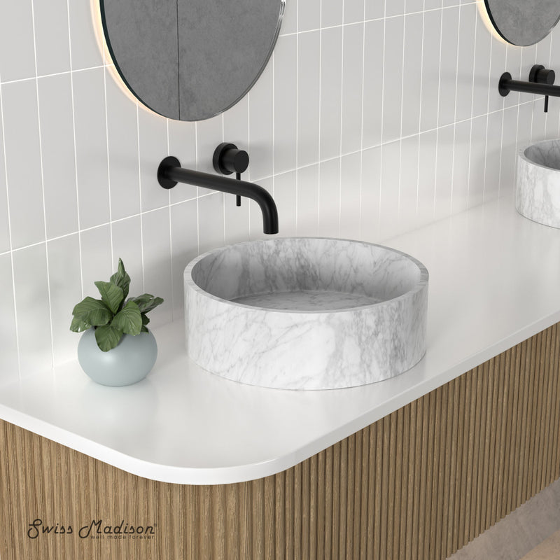 Monaco 17" Round Vessel Bathroom Sink in Marbled Gray