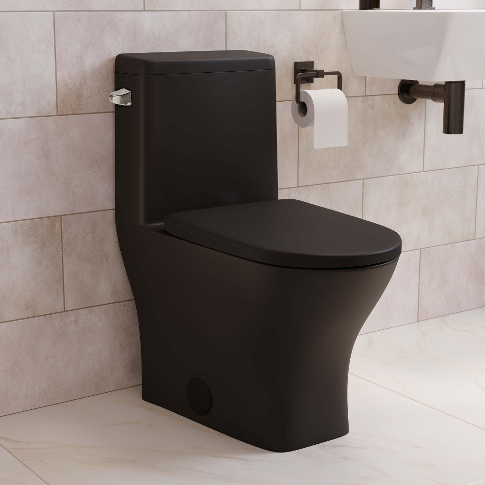 Sublime II One-Piece 12" Rough-in 1.28 GPF Left Flush Round Compact Toilet in Matte Black