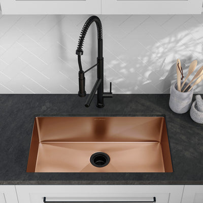 Rivage 30 x 18 Stainless Steel, Single Basin, Undermount Kitchen Sink, Rose Gold